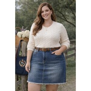 Lane Bryant Denim Skirt Size 20 Dark Wash Stretch EUC Western Heritage Classic